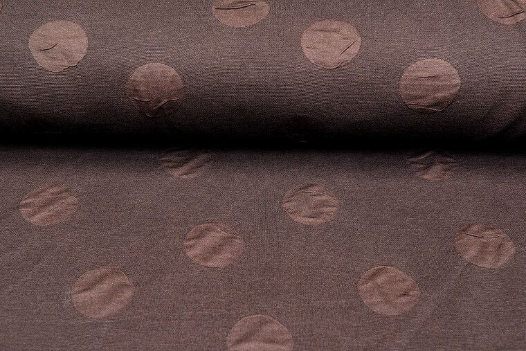Gebreide Jacquard stof big dots bruin