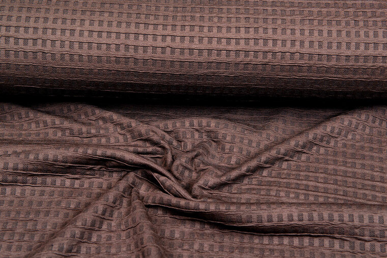 Gebreide Jacquard stof wafel bruin