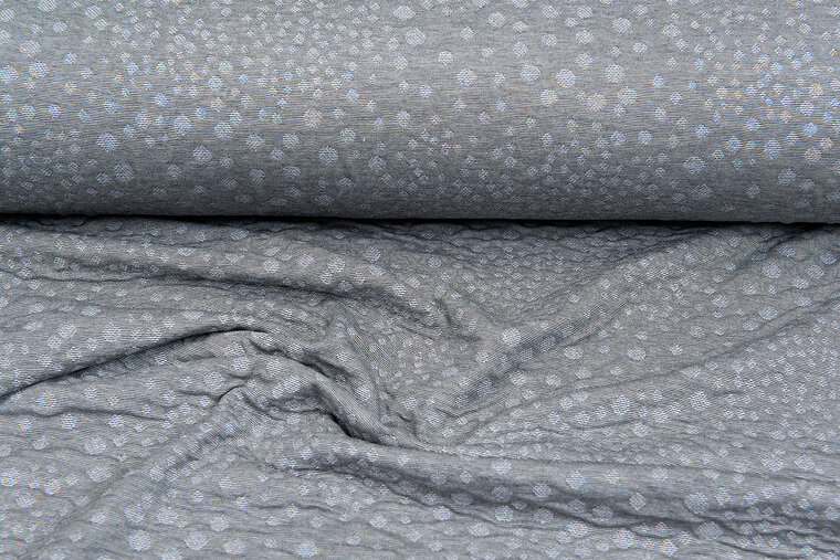 Gebreide Jacquard stof little dropps grijs-lichtgrijs