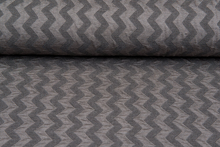 Gebreide Jacquard stof zigzag zilvergrijs-taupe