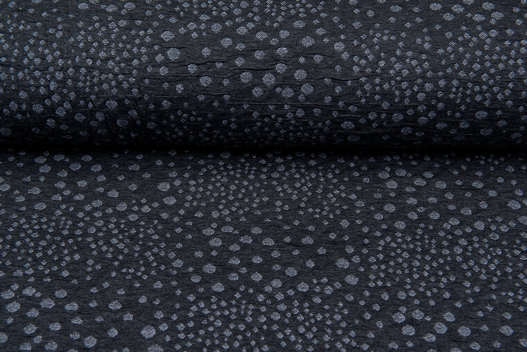 Gebreide Jacquard stof little dropps donkergrijs-grijs