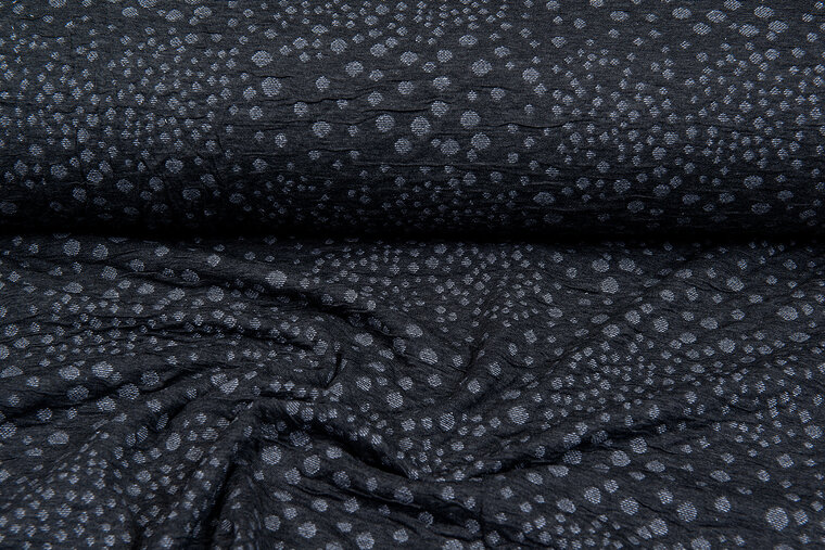 Gebreide Jacquard stof little dropps donkergrijs-grijs