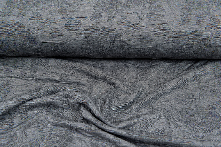 Gebreide Jacquard stof flower leaves grijs