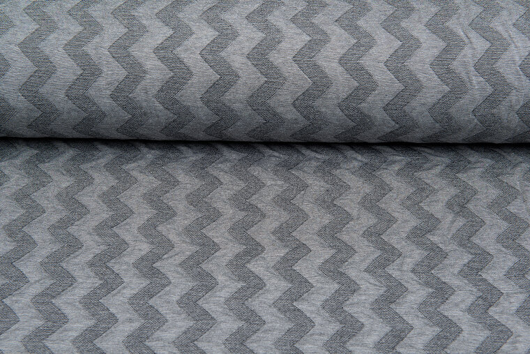 Gebreide Jacquard stof zigzag grijs-lichtgrijs
