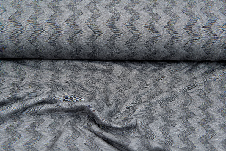 Gebreide Jacquard stof zigzag grijs-lichtgrijs