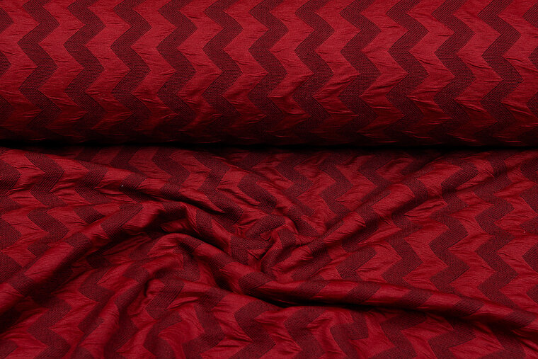Gebreide Jacquard stof zigzag rood-wijnrood