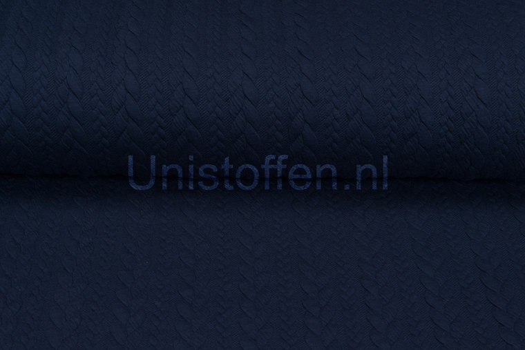 Gebreide kabel jacquard stof Donkerblauw