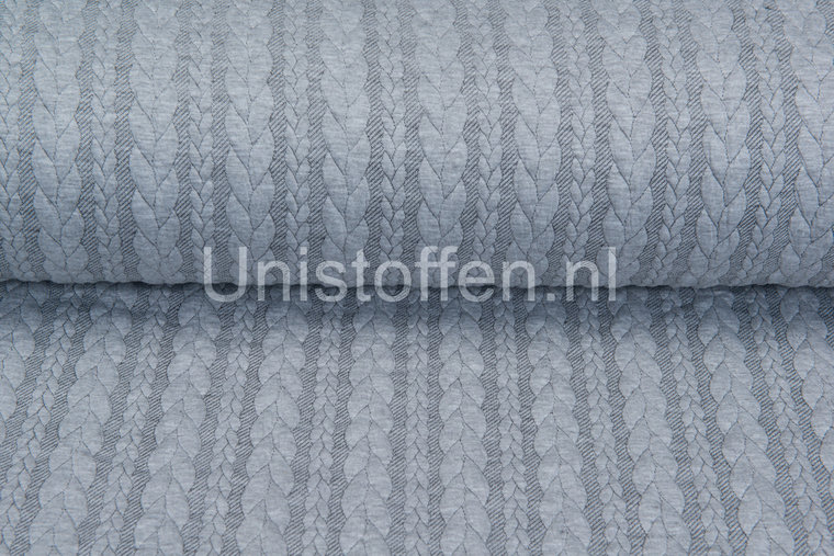 Gebreide kabel jacquard stof Lichtgrijs