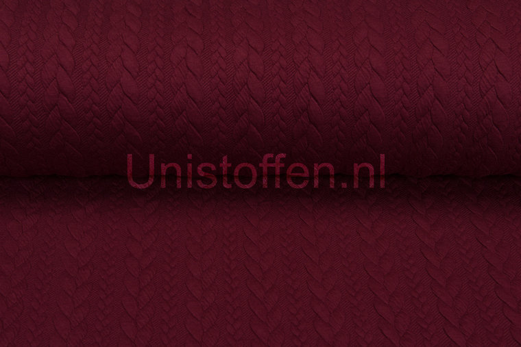 Gebreide kabel jacquard stof Bordeaux