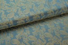 Voeringstof jacquard Paisley VO85 blauw-goud