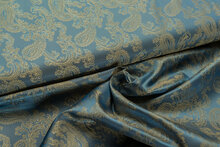 Voeringstof jacquard Paisley VO85 blauw-goud