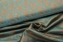 Voeringstof jacquard Paisley VO83 goud-aqua