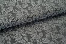 Voeringstof jacquard Paisley VO69 donkergrijs-zilvergrijs