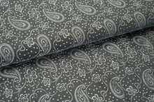 Voeringstof jacquard Paisley Flower VO48 donkergrijs-zilvergrijs