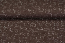 Katoen Tricot bedrukt Elephant bruin