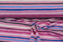 French Terry bedrukt multi stripes oudroze