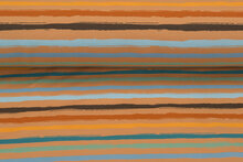 French Terry bedrukt multi stripes okergeel