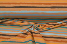 French Terry bedrukt multi stripes okergeel