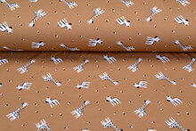 French Terry bedrukt giraffe donker beige