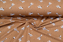 French Terry bedrukt giraffe donker beige