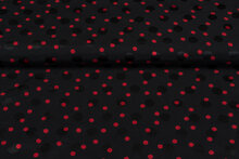 Satijn bedrukt dots zwart-rood