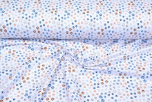 Katoenen Tricot bedrukt dog paws wit