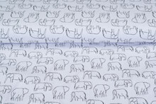 Katoen Tricot bedrukt Elephant wit