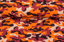 Katoenen Tricot bedrukt camouflage oranje-ecru