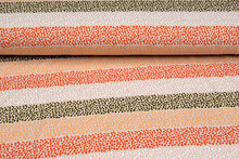 Katoenen Tricot bedrukt colorful stripes oranje-goen