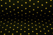 Boiled wool fluffy small dots donkergroen-mosterdgeel