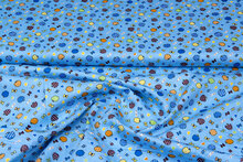 Katoen Poplin bedrukt fruit candy blauw