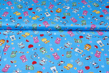 Katoen Poplin bedrukt baby bears blauw