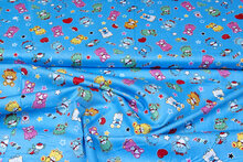 Katoen Poplin bedrukt baby bears blauw