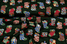 Katoen Poplin bedrukt kerst christmas stockings groen