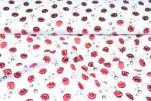 Katoenen Tricot bedrukt glitter shells wit-rood