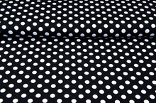 Katoenen Tricot bedrukt dots zwart-wit
