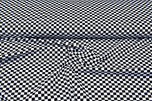 Katoenen Tricot bedrukt small squares zwart-wit