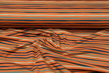 French Terry bedrukt stripes roest-oranje