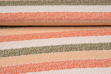 Katoenen Tricot bedrukt colorful stripes oranje-goen