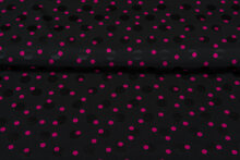Satijn bedrukt dots zwart-roze