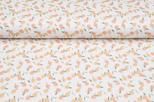 Katoenen Tricot bedrukt peaches lichtzand