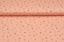 Katoenen Tricot bedrukt cute hearts oranje
