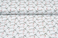 Katoenen Tricot bedrukt digitaal flower grass wit