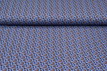 Katoenen Tricot bedrukt flowers metaalblauw