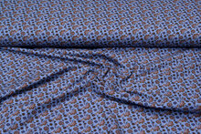 Katoenen Tricot bedrukt flowers metaalblauw