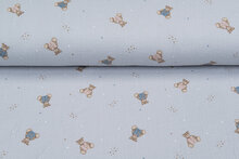 Katoenen mousseline bedrukt little bears grijs