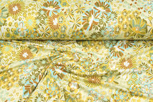 Viscose bedrukt sixties flowers lichtgroen-mint