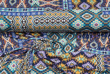 Viscose bedrukt multi patchwork mint