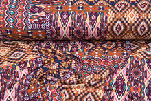 Viscose bedrukt multi patchwork roest