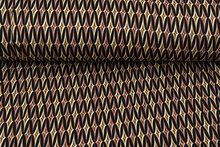 Viscose bedrukt retro motif zwart-roest